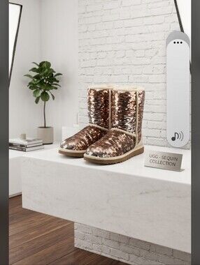 UGG Sequin Chestnut and Cream Classic Tall Boots